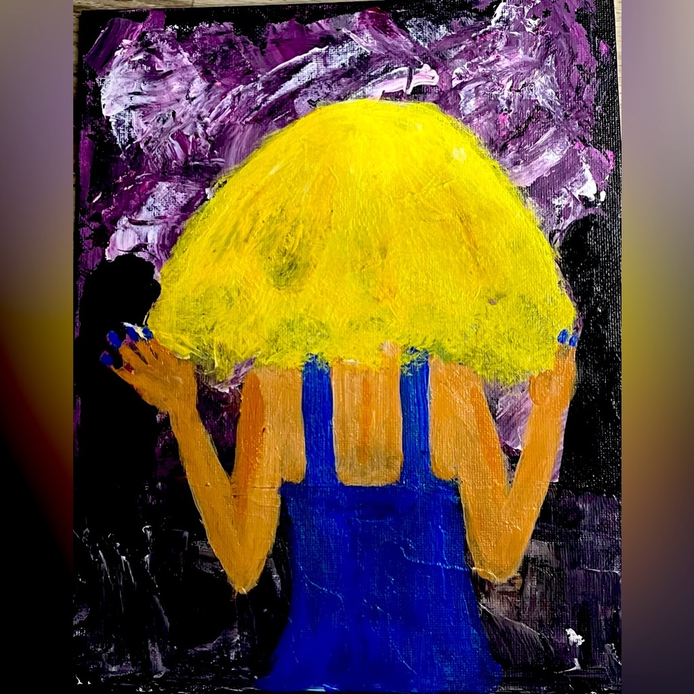 “Night Fears” is an Original Signed Acrylic Painting on Canvas Board 8X10”